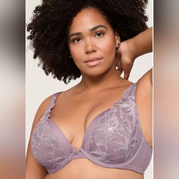 NWOT Cacique Women's Sexy Plus Boost Plunge Bra With Lace Elderberry Size 40DD - Picture 3 of 14